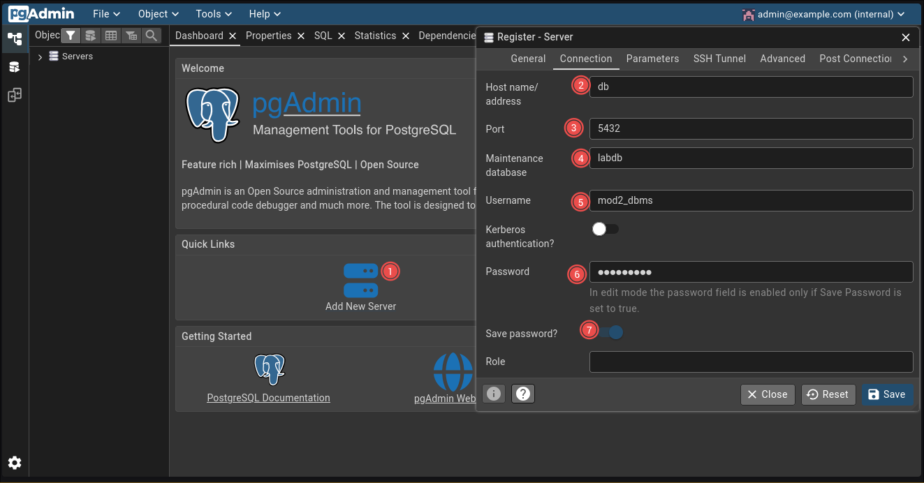 Connecting pgAdmin to PostgreSQL